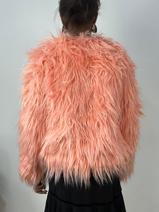 vintage edit: halloween | small peach pink faux fur coat