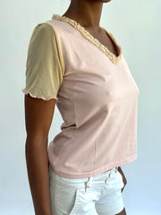 french summer drop | taille: M/L · couleur: rose · article: haut · détails: col V