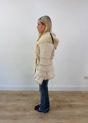 medium cream faux fur hooded jacket