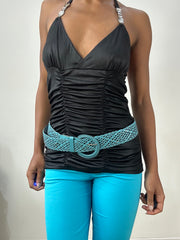 vintage edit: halloween | couleur: bleu · article: ceinture · détails: tressé + cercles + boucle