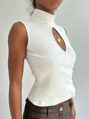 ‼️ | small white sleeveless high neck top