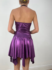 💻HALLOWEEN | small purple ruched halterneck dress
