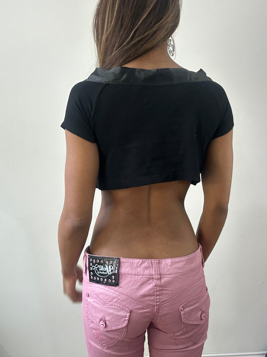 2016 edit | extra small black cropped short sleeve cardigan