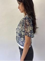 devil wears prada | Farbe: Blau · Artikel: Oberteil · Details: Größe S + transparent + Knopfleiste + cropped