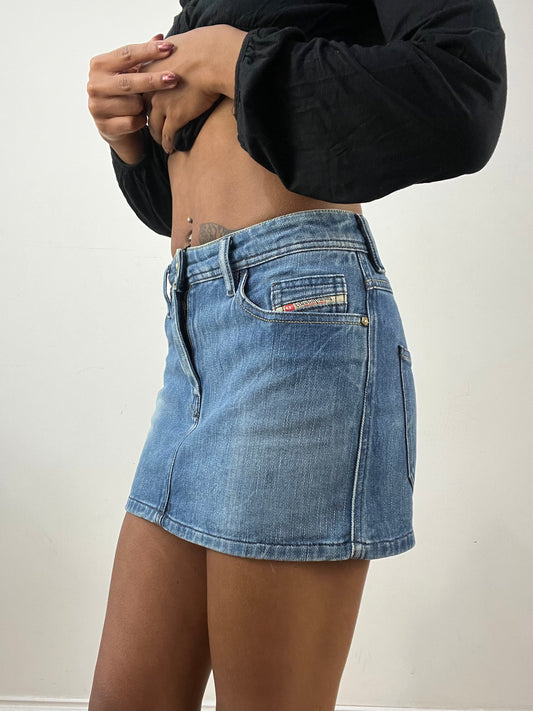 vintage edit thirty-four | extra small blue diesel denim mini skirt