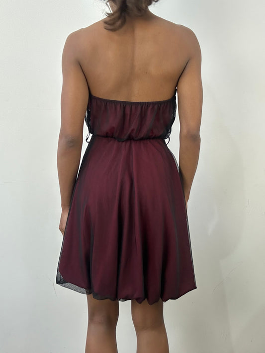 romantic grunge edit | medium red mesh overlay bandeau mini dress