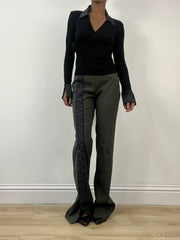 winter edit | extra small khaki trousers with purple embroidery