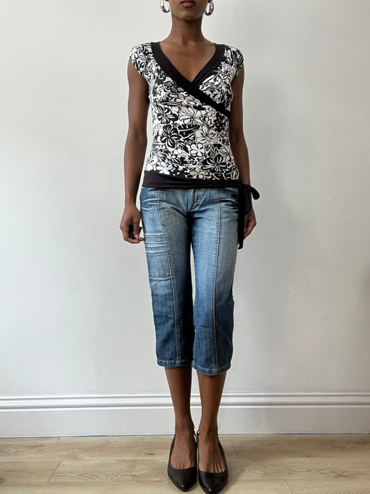 vintage edit thirty-one | medium blue denim cropped trousers