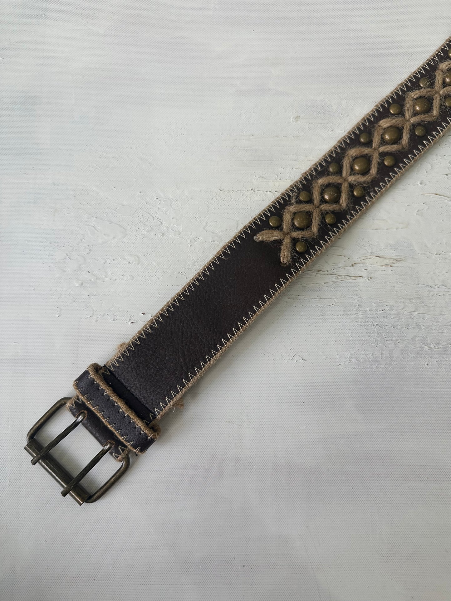 ‼️💻sailor drop | brown and gold woven buckle belt
