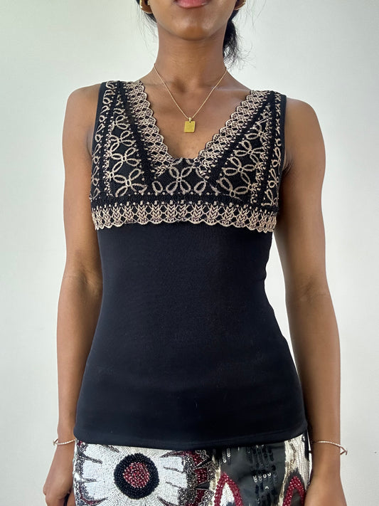 vintage edit twenty-one | small black embroidered top