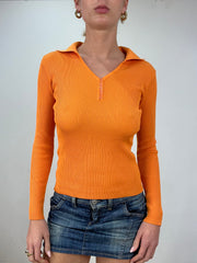 vintage edit nine | small orange ribbed long sleeve top