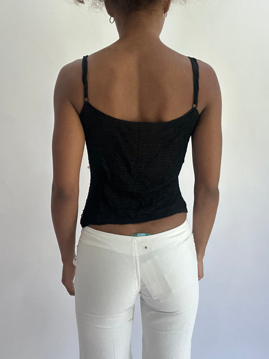 olivia rodrigo drop | small red and black striped cami top