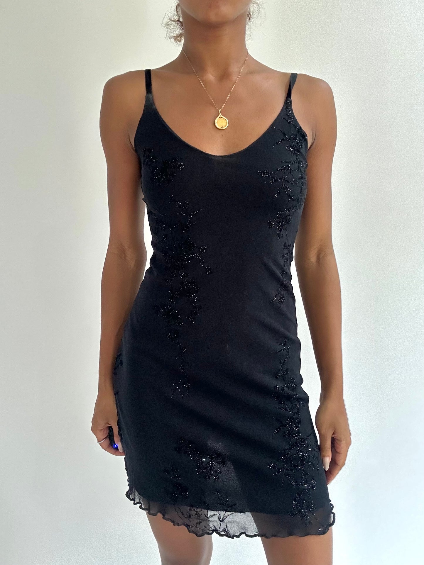 BEST PICKS | small black mesh overlay mini dress