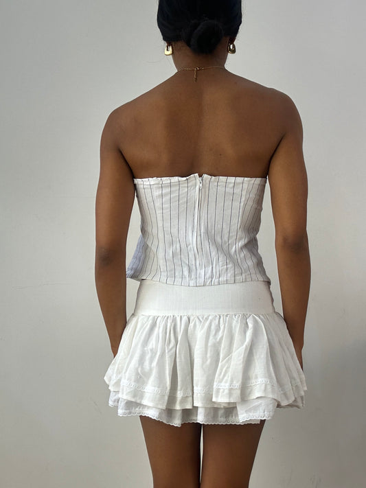 💻‼️ white pinstripe corset style bandeau