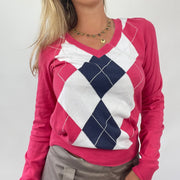 💻💚BEST PICKS | small pink argyle jumper