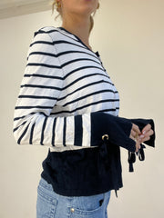 💻BEST PICKS | small white and navy striped cardigan