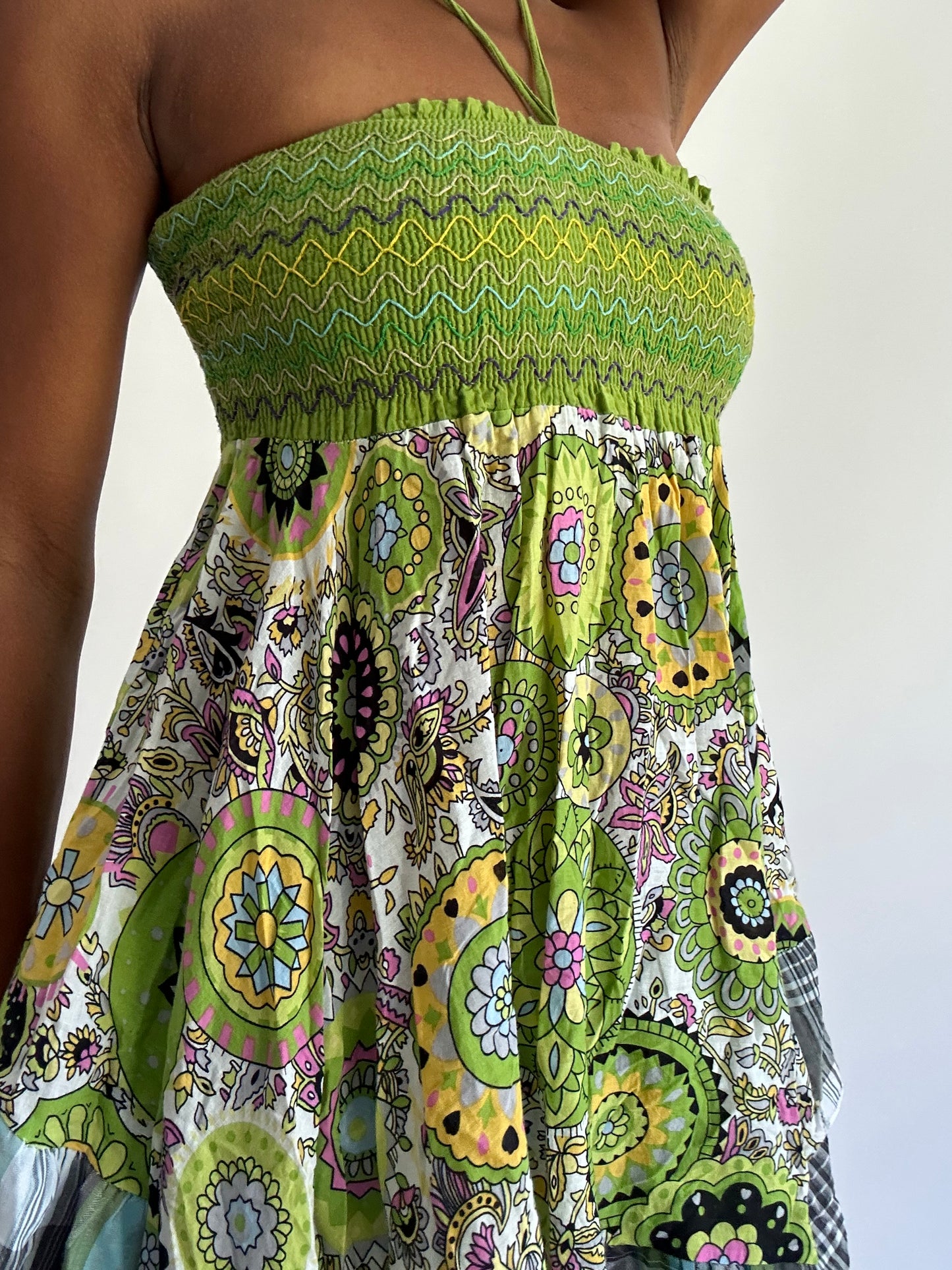 BEST PICKS | small green bandeau patterned mini dress