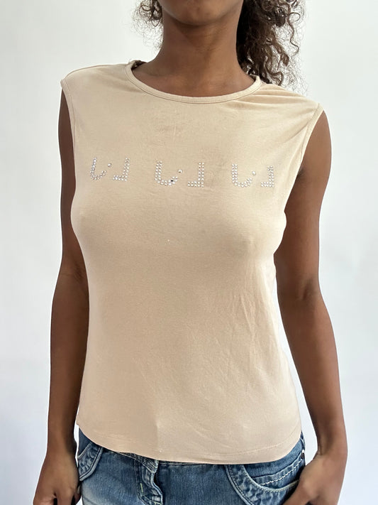 wag drop | small tan liu jo diamanté tank top