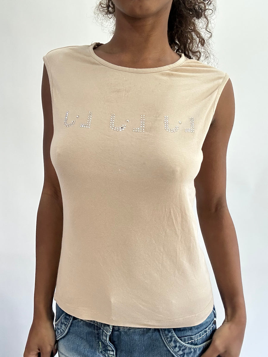 wag drop | taille: S · couleur: fauve · article: débardeur · détails: strass + liu jo