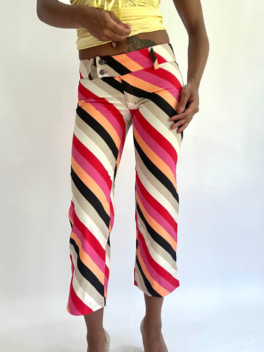 ‼️colourmaxxing drop | extra small pink striped cropped trousers