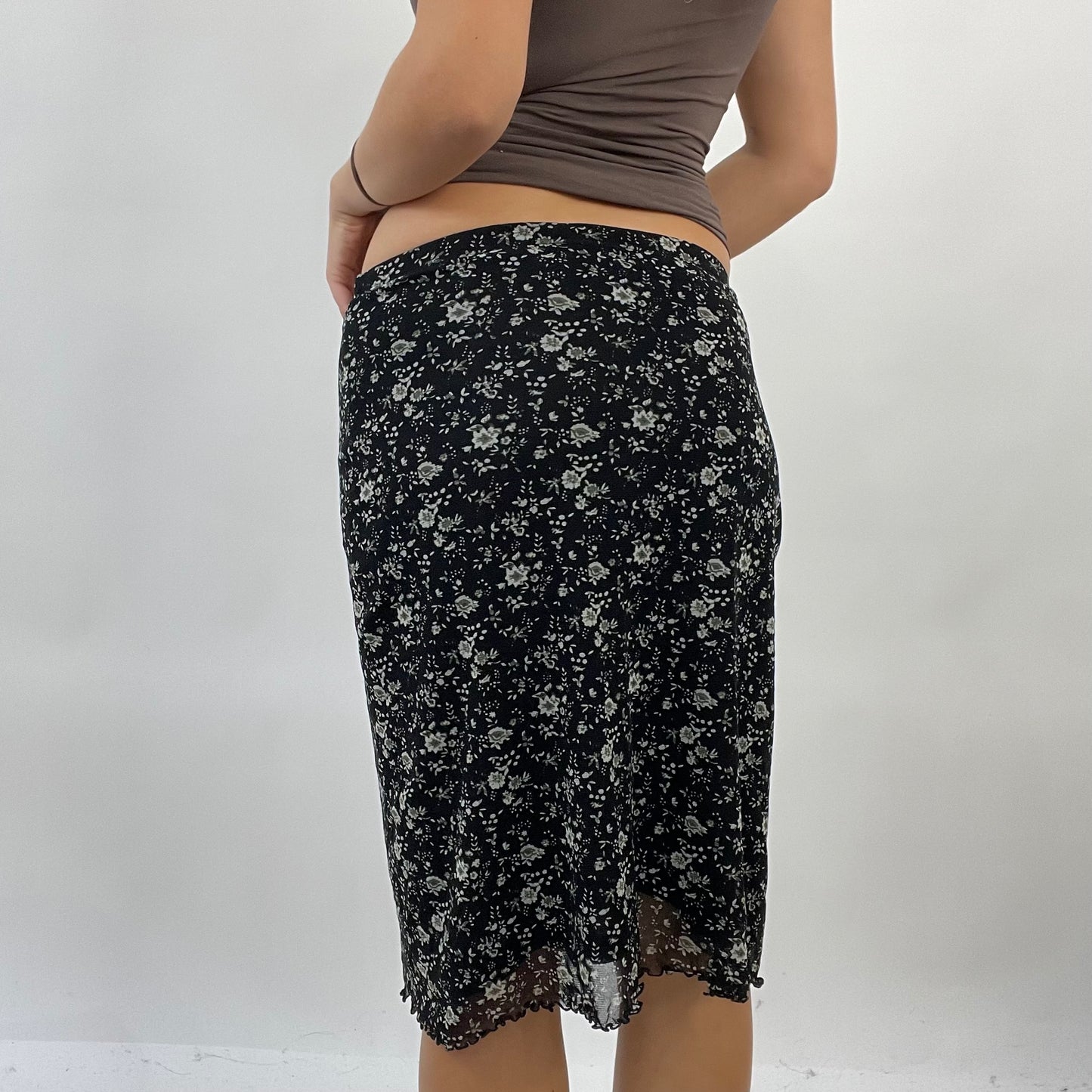 CORPCORE DROP | medium black floral mesh skirt