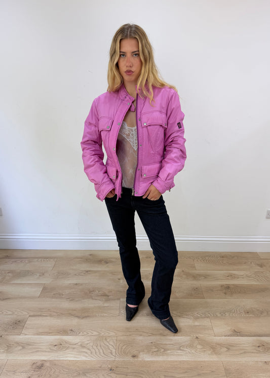 small pink biker jacket