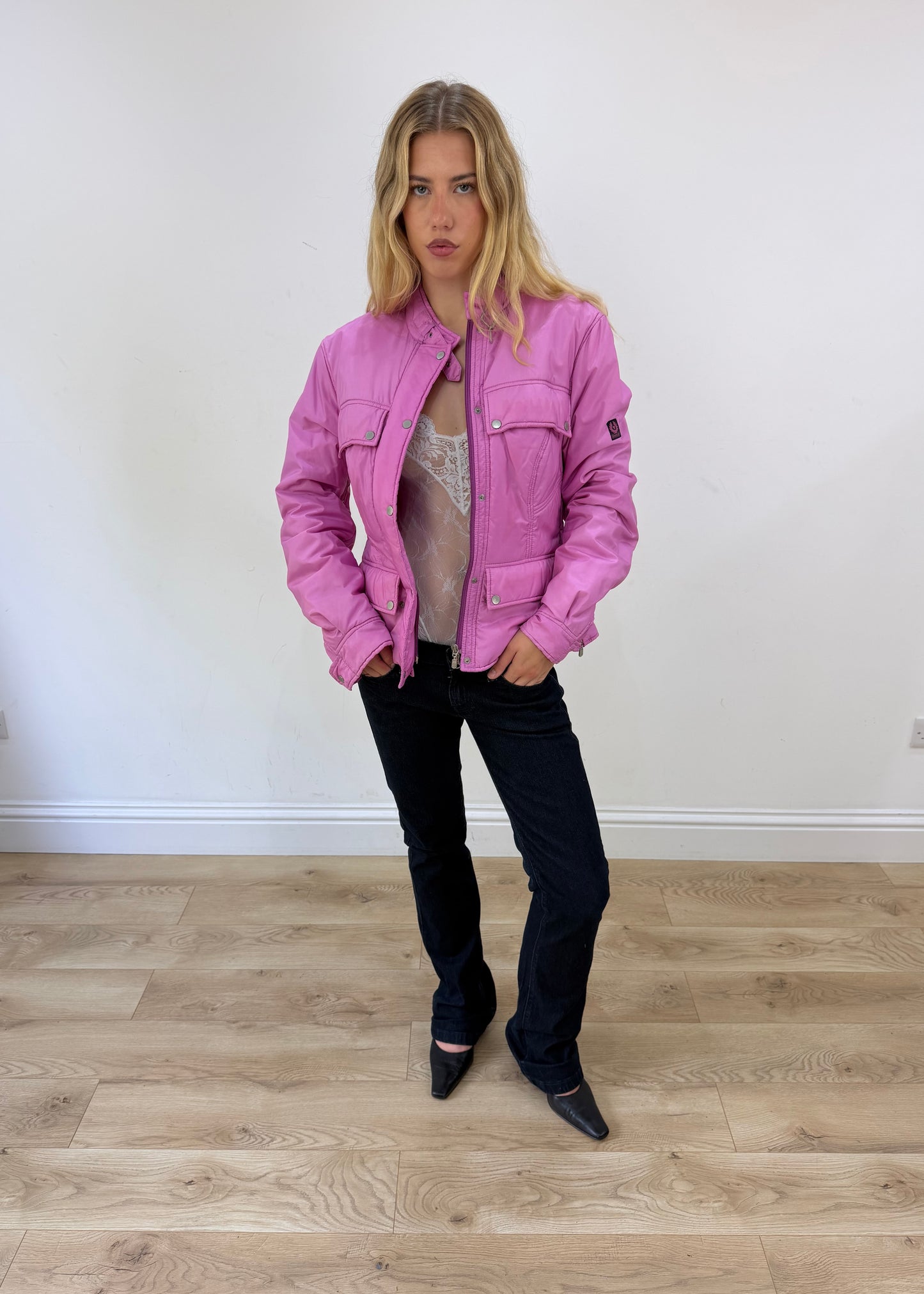 small pink biker jacket