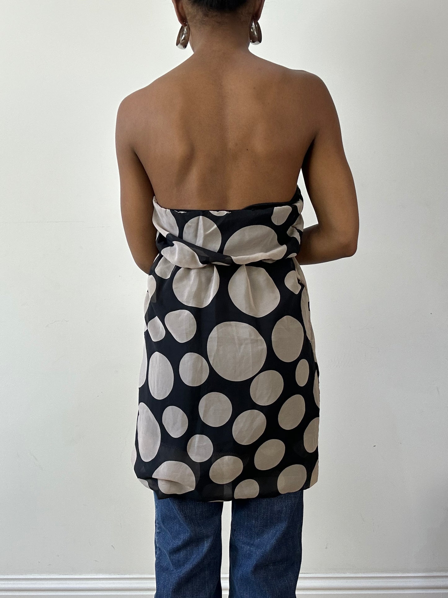 vintage edit twenty-seven | medium black and white bandeau polka dot dress top