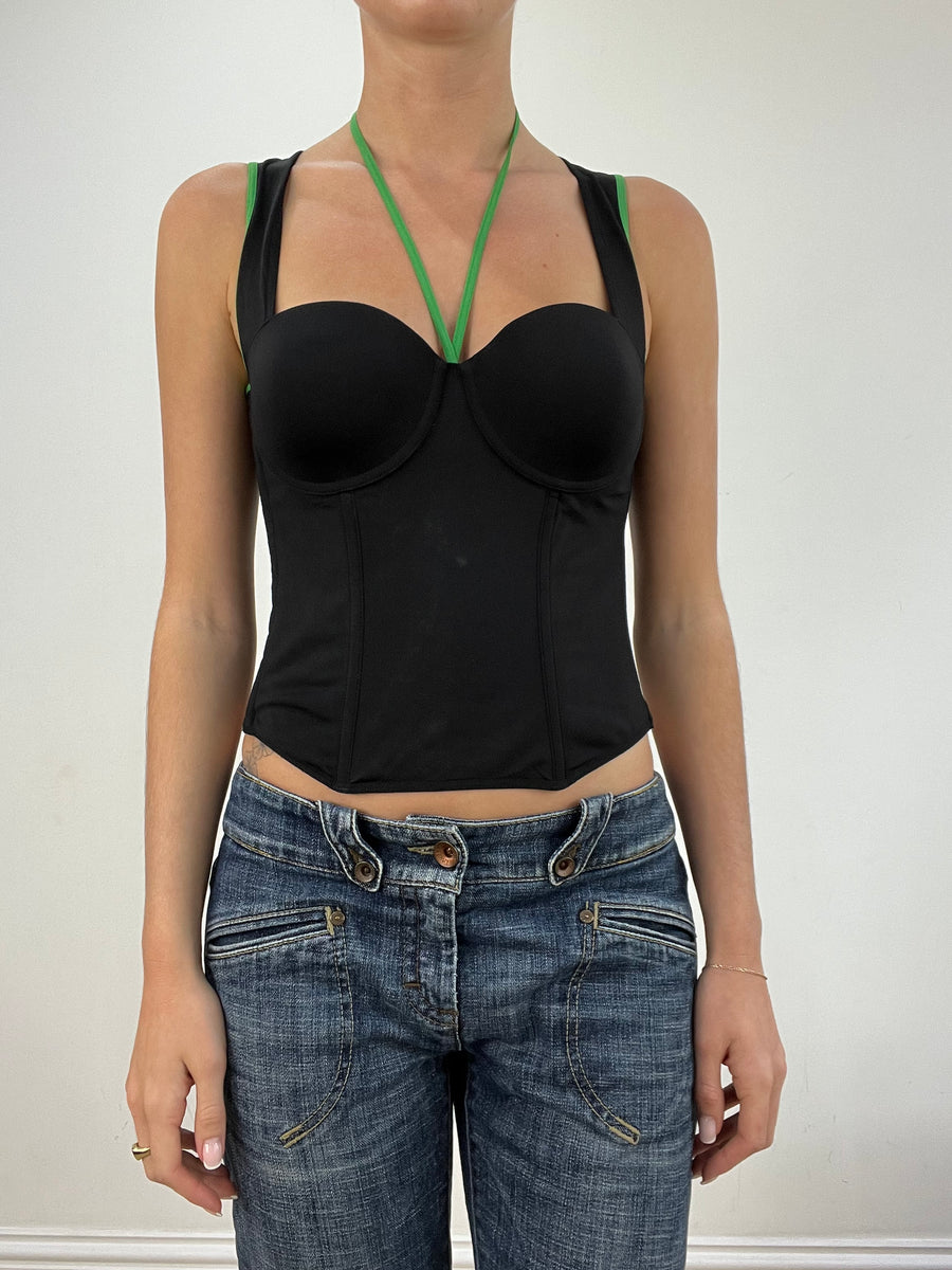 BEST PICKS | small black and green lace up corset