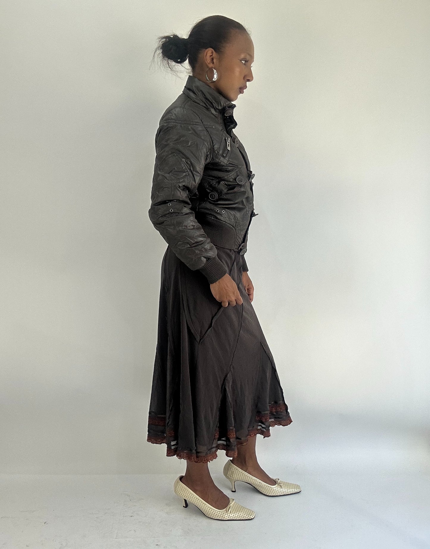 AUTUMN FAVOURITES | small brown puffer jacket with button details