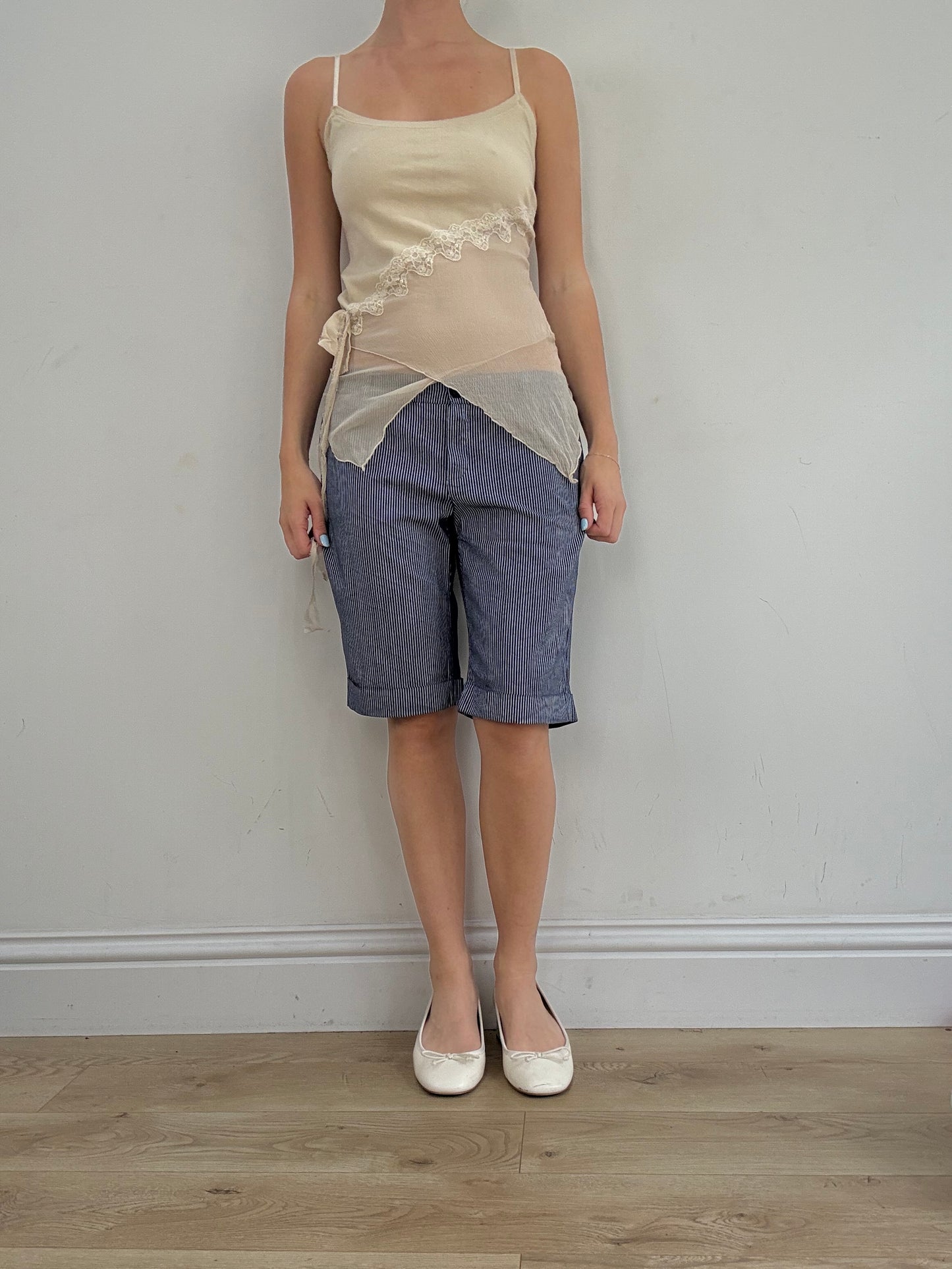 vintage edit twenty eight | medium navy and white suit style shorts