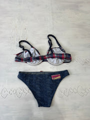 COASTAL COWGIRL DROP | medium blue and pink bikini set