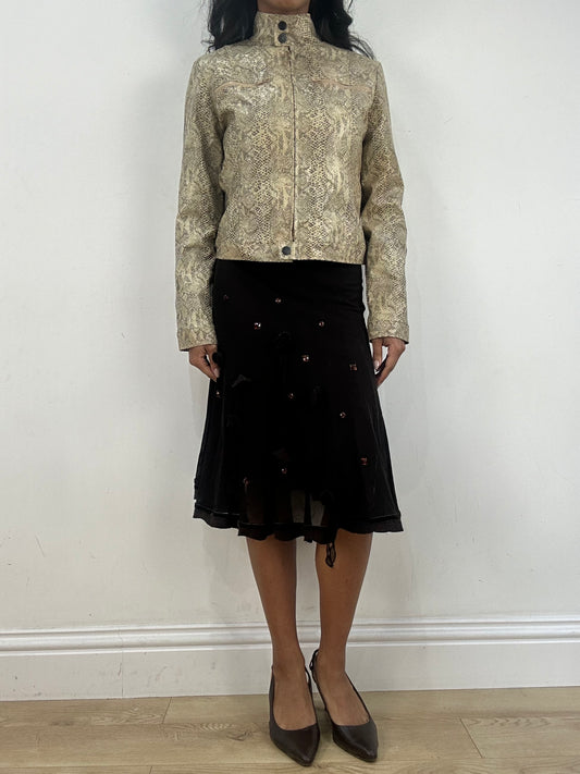 vintage edit fifteen | small beige faux snakeskin jacket