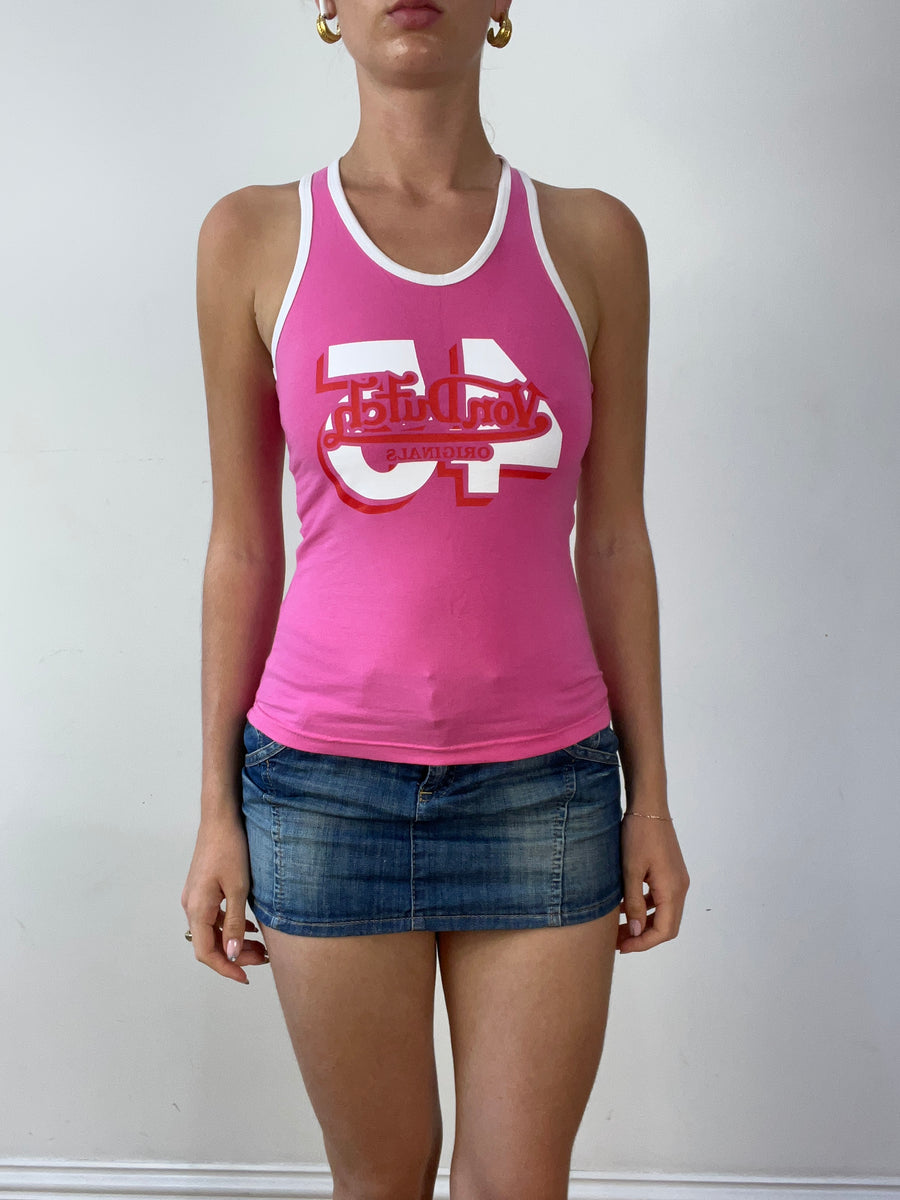 💻‼️ super cute pink von dutch vest with number graphic