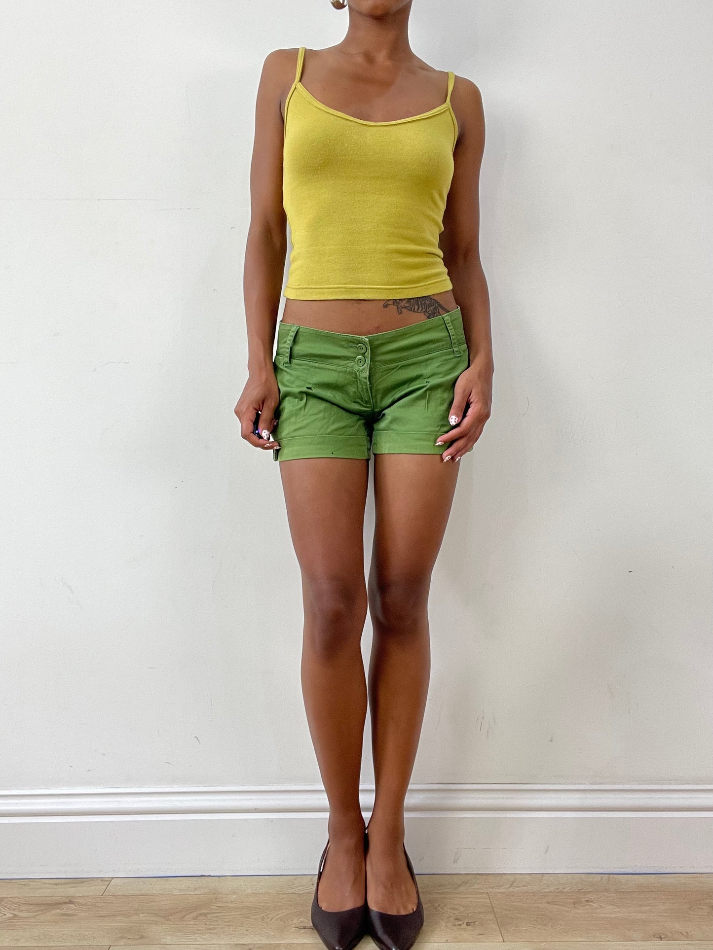 vintage edit twenty-nine | small olive green mini shorts