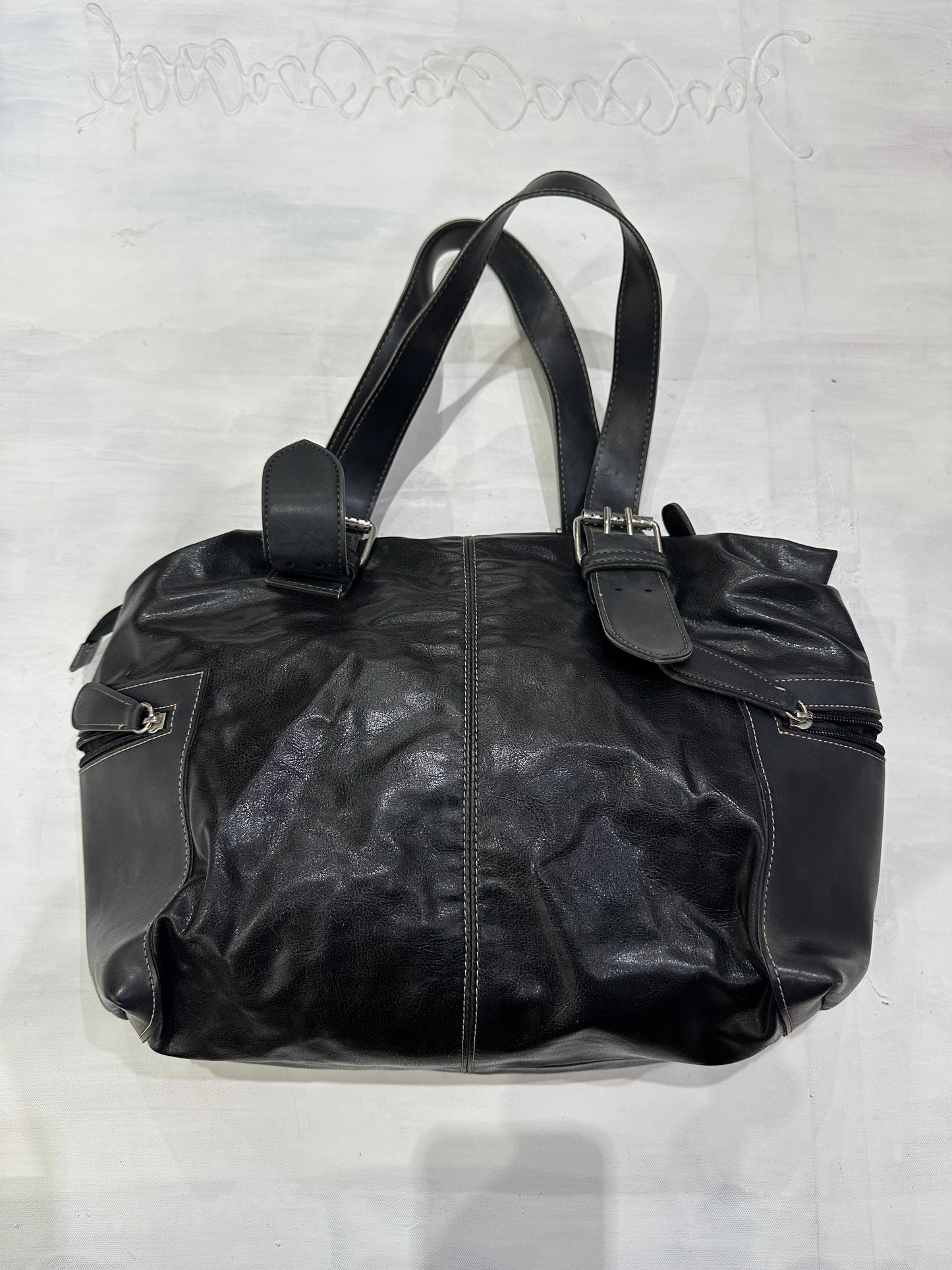 vintage edit thirty-five | black faux leather shoulder bag
