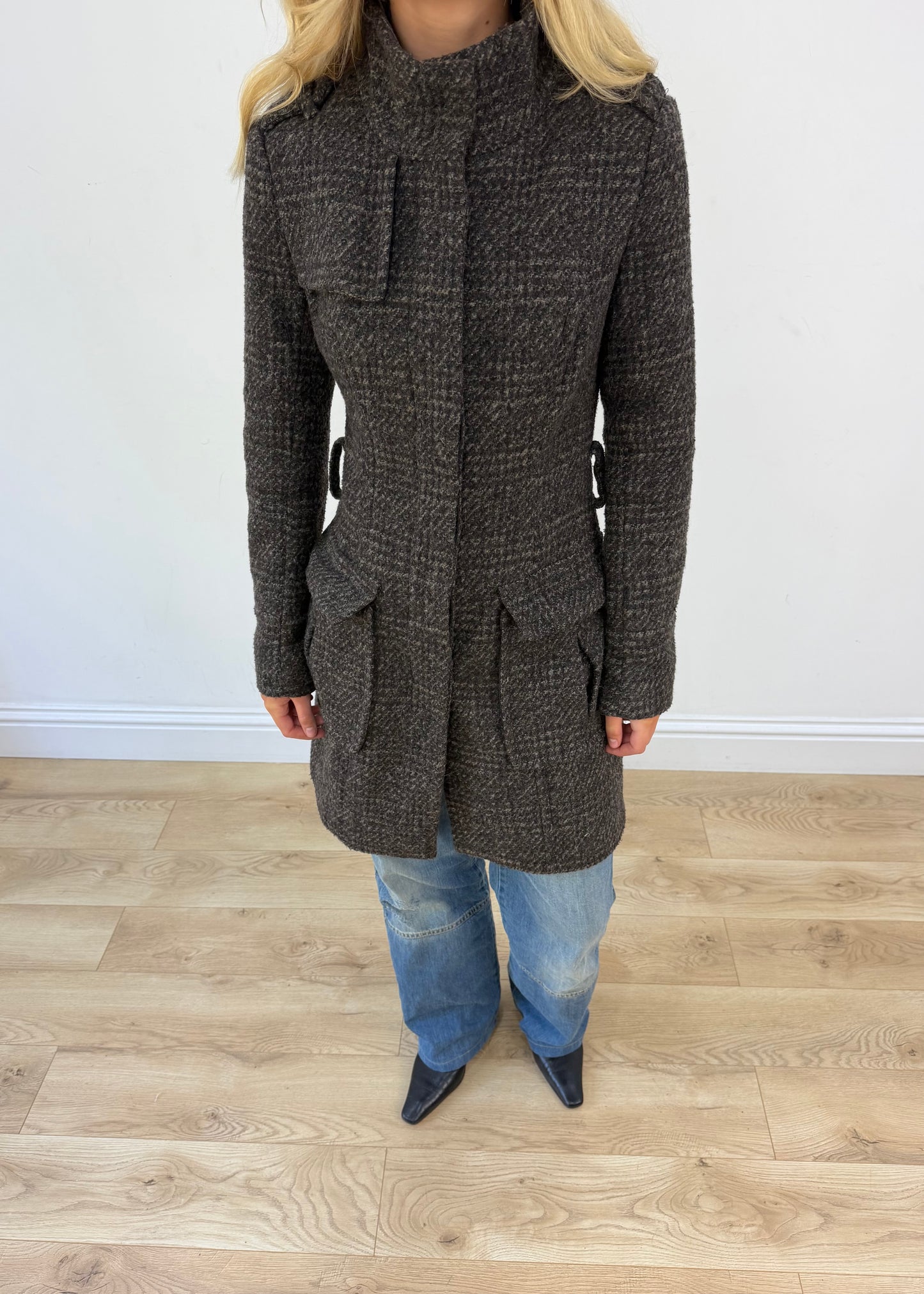 medium orsay brown plaid jacket