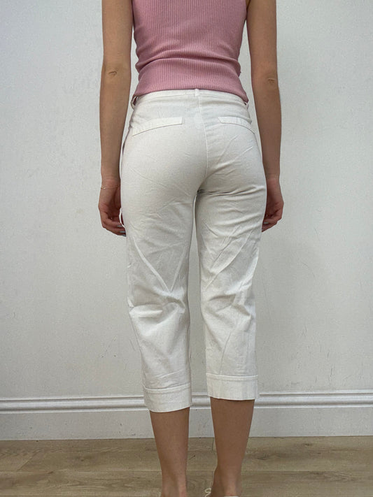 vintage edit twenty eight | extra small white capri style trousers with beading