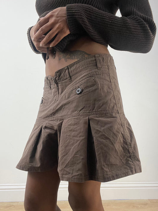 vintage edit thirty-three | medium brown pleated mini skirt
