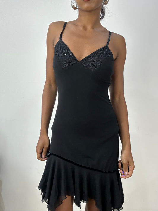 vintage edit: halloween | small black asymmetric mini dress