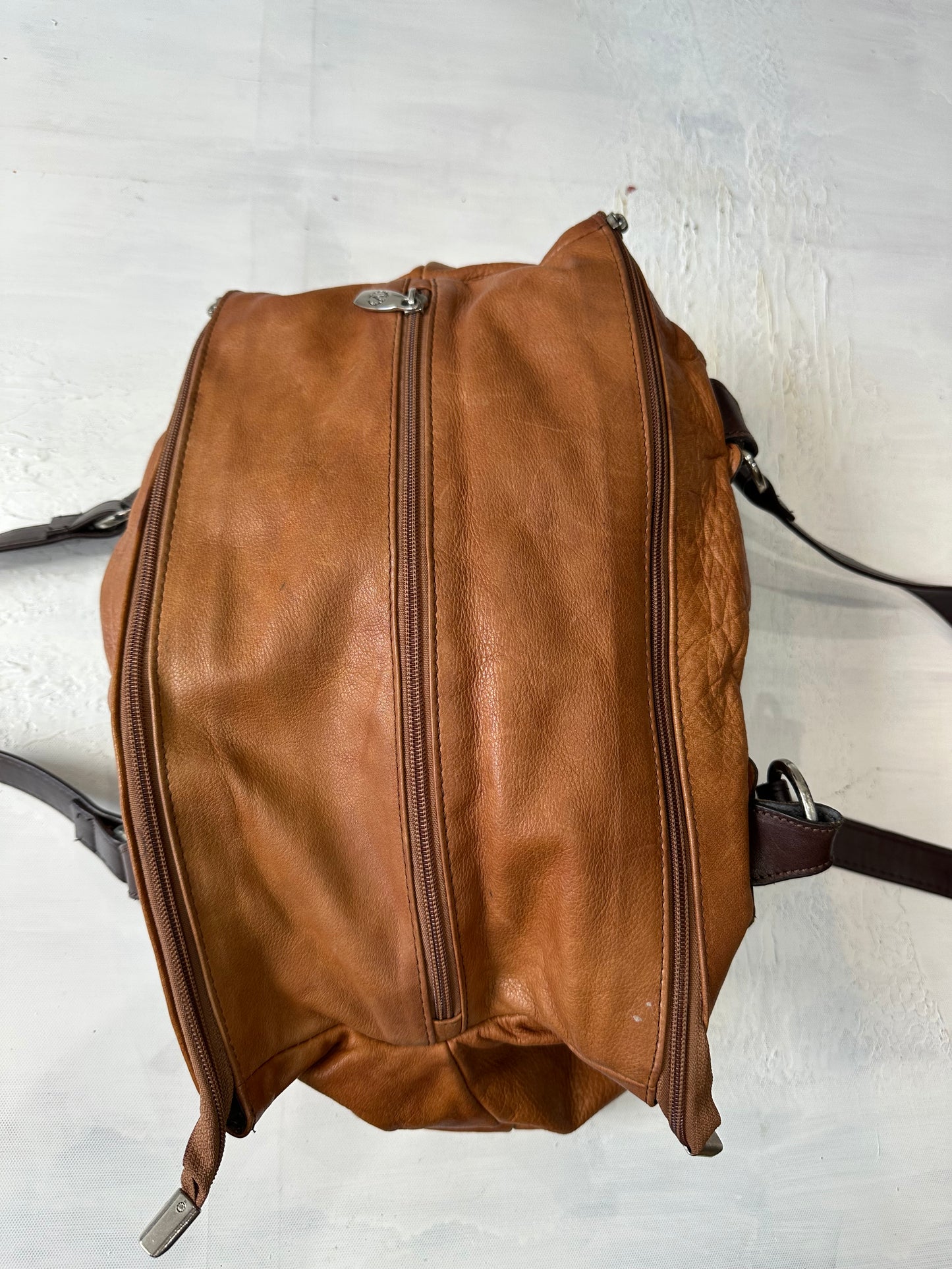 AUTUMN EDIT | brown faux leather shoulder bag with strap and stud detailing