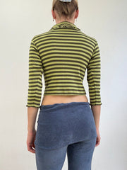 💻‼️ green and khaki stripy roll neck top