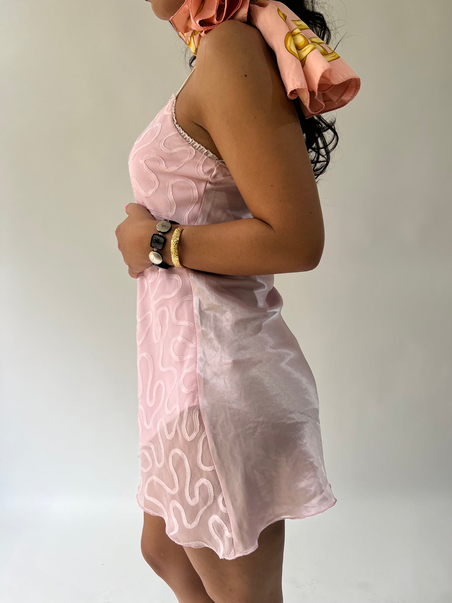 SATC drop | small baby pink mini slip dress with embroidered pattern