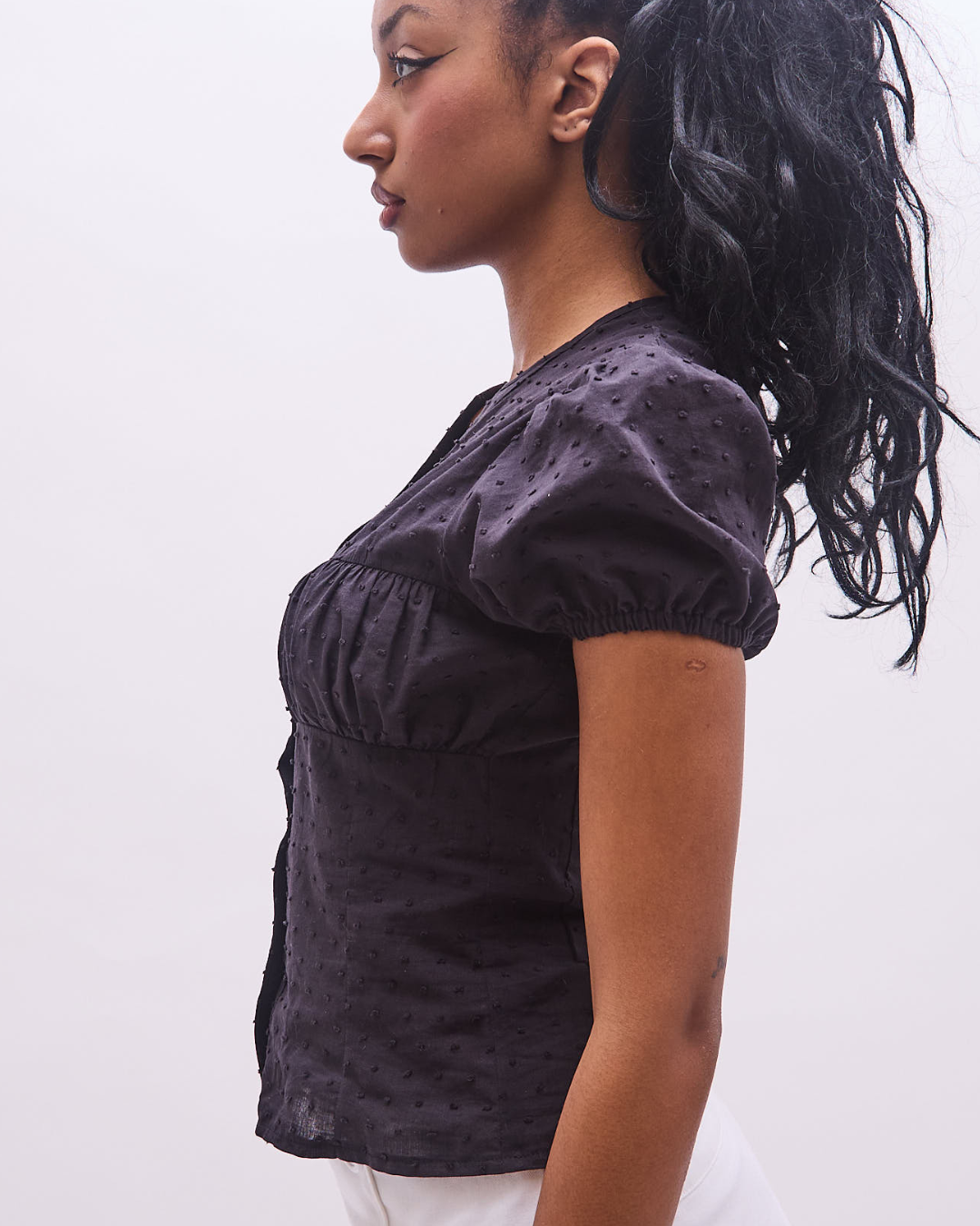 the darla shirt in dotted black
