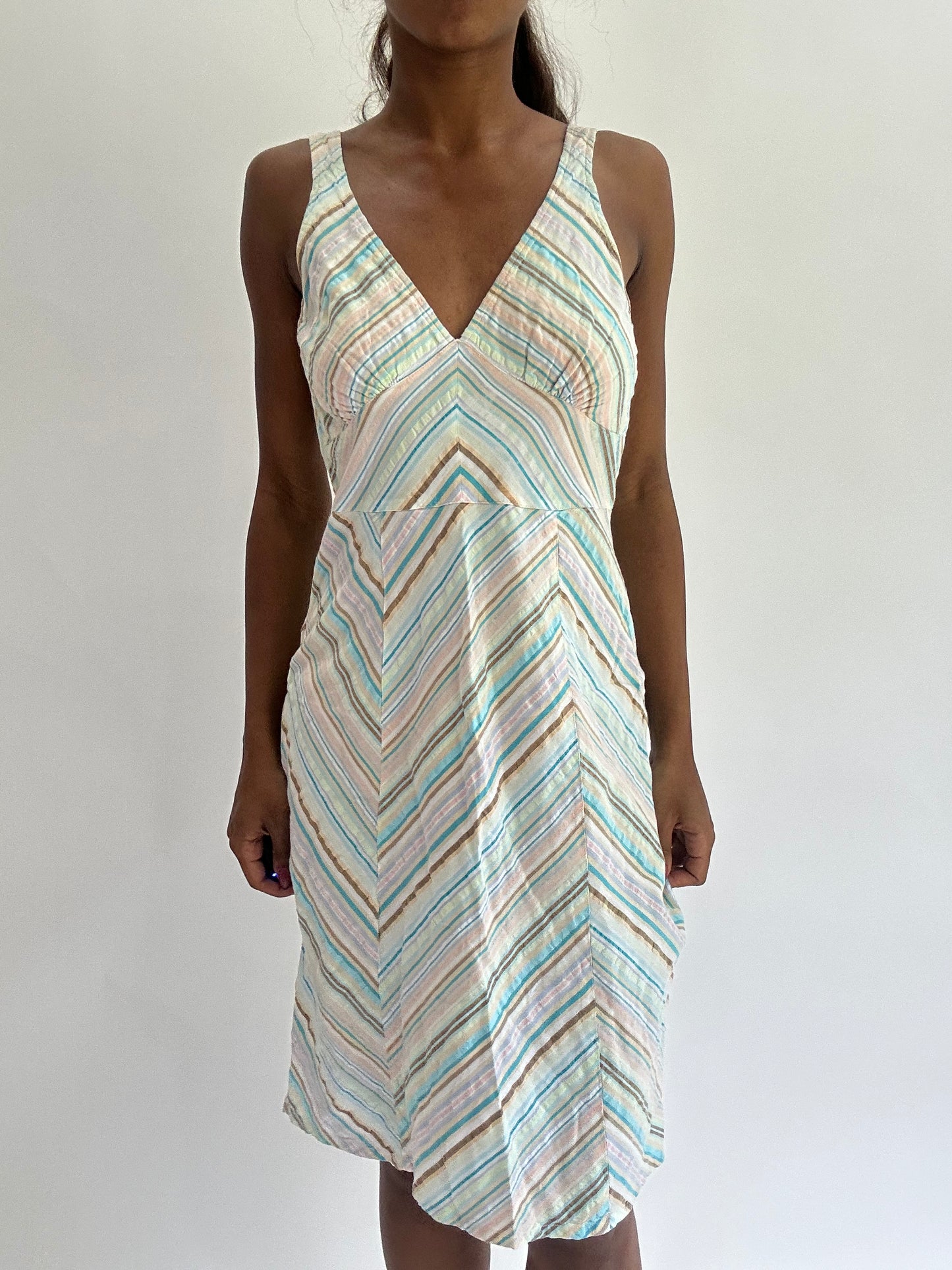 colourmaxxing drop | small white striped midi dress