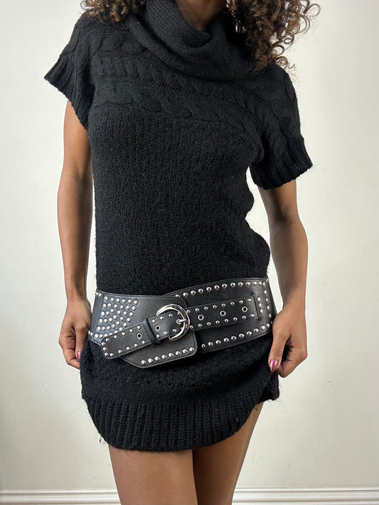 vintage edit thirty-four | oversized black studded buckle belt