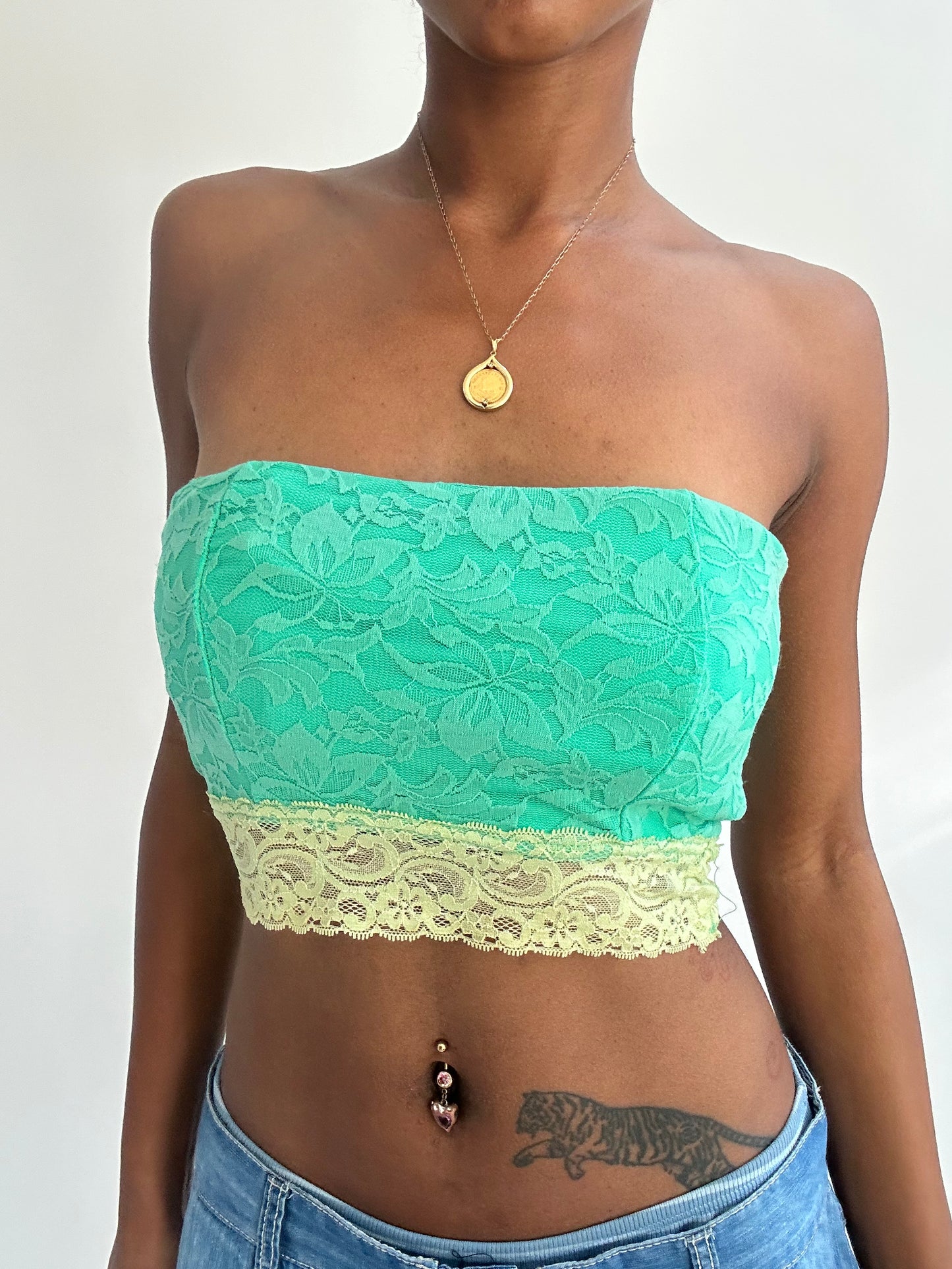 summermaxxing drop | small teal lace bandeau top