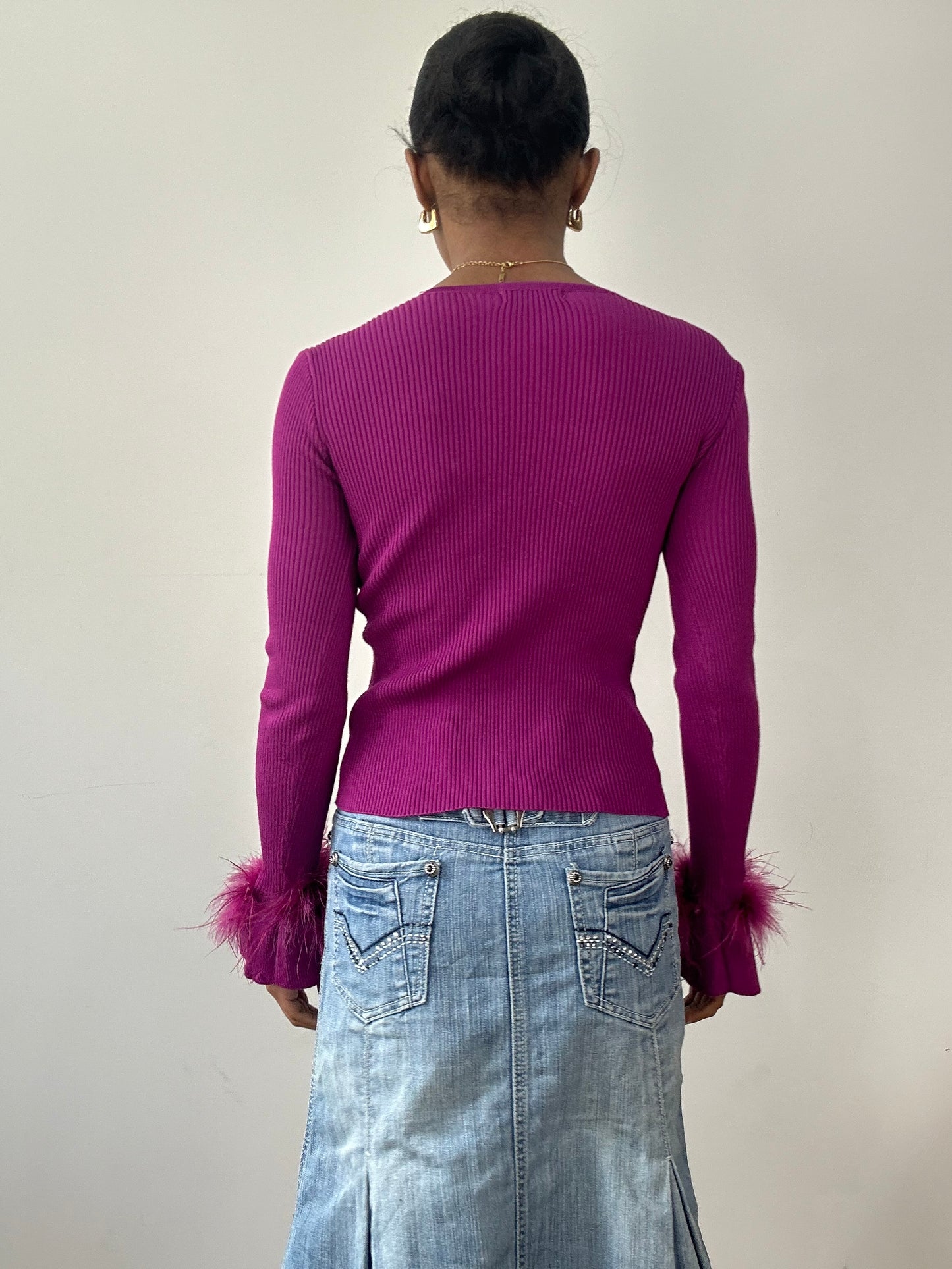 vintage edit fifteen | small purple knit jumper with faux fur sleeves