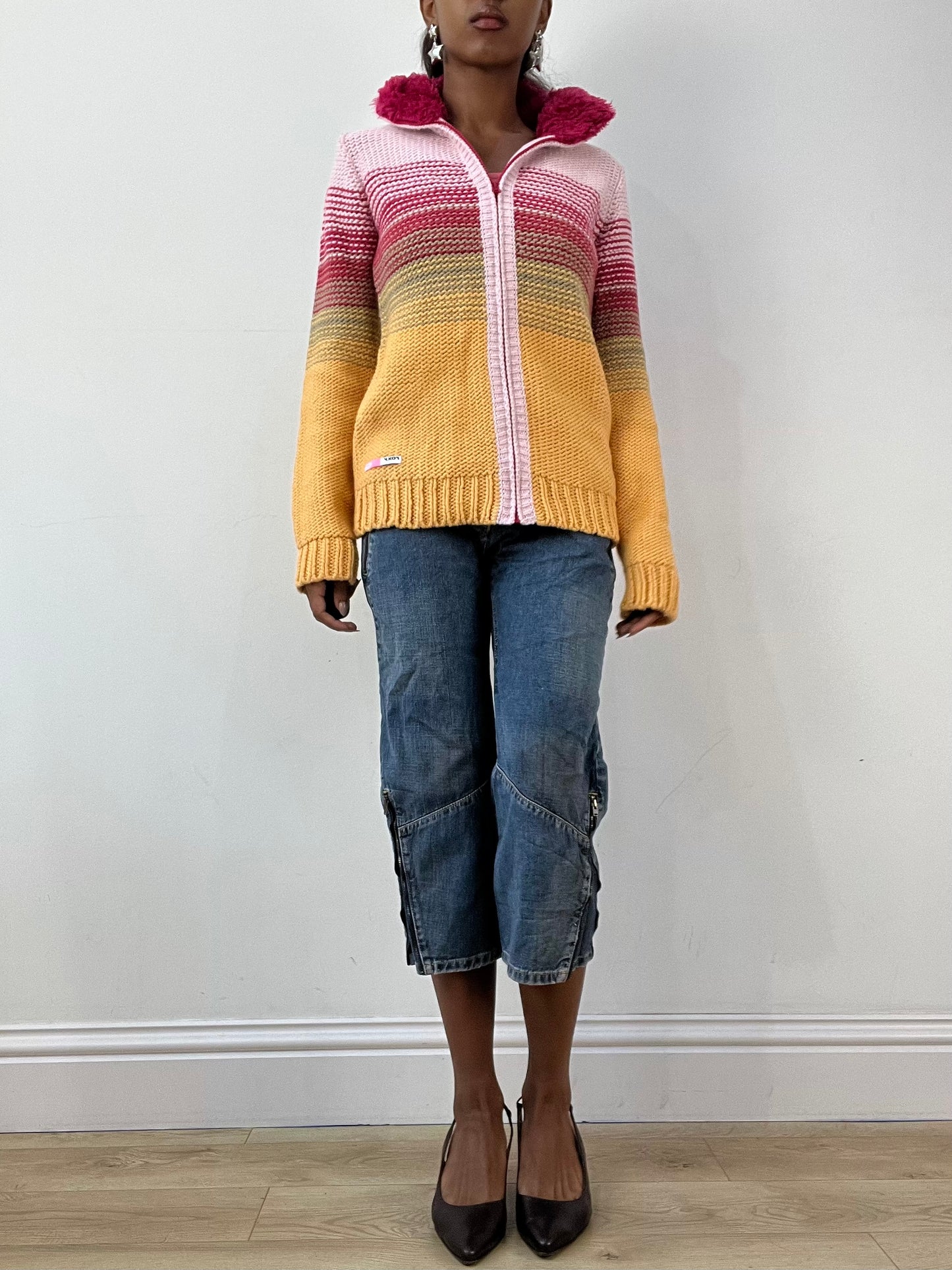 BEST PICKS | medium yellow and pink roxy zip up hoodie