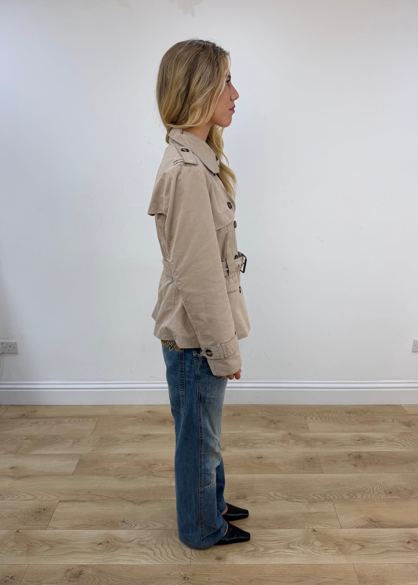 small old label zara beige trench coat